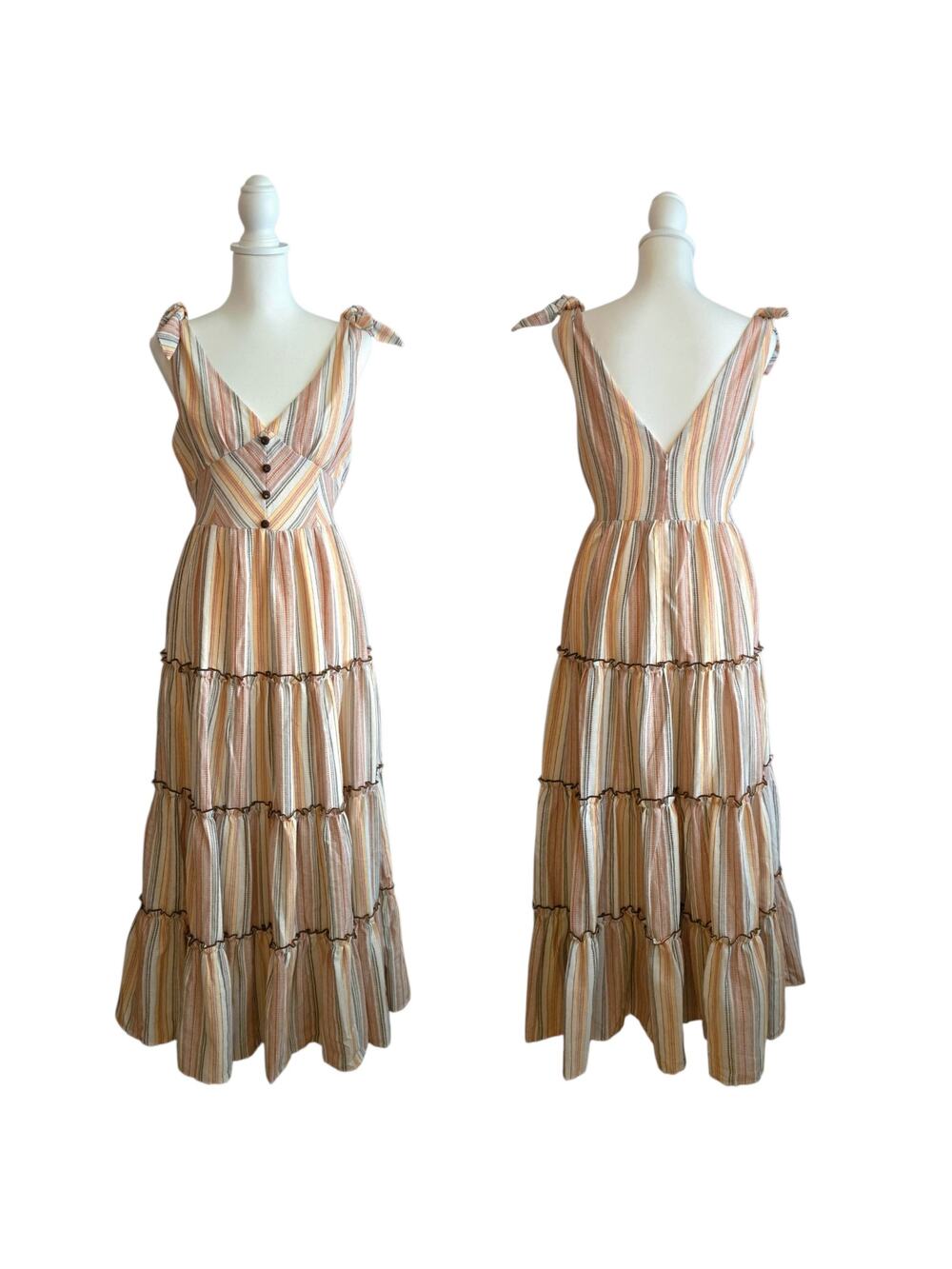 Romantic Cottagecore Flowy Textured Full Tiered Maxi Dress Small Camellia NWOT